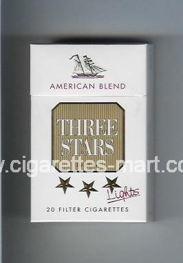 Three Stars (german version) (design 2) (American Blend / Lights / De Luxe) ( hard box cigarettes )