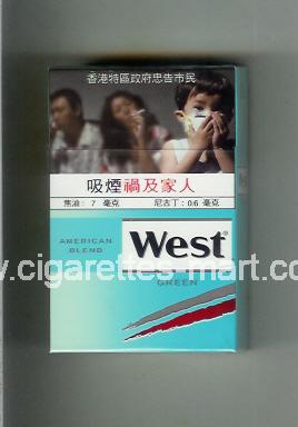 West (design 19) (American Blend / Green) ( hard box cigarettes )