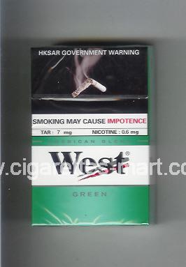 West (design 3A) (Green / American Blend) ( hard box cigarettes )