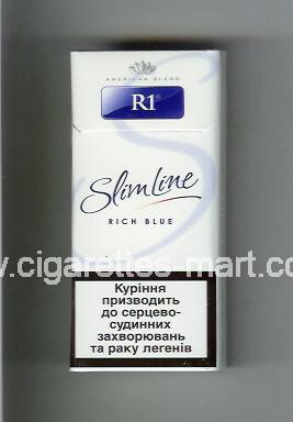 R 1 (design 4) (Slim Line / American Blend / Rich Blue) ( hard box cigarettes )