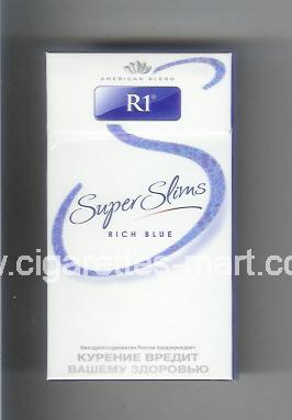 R 1 (design 4E) (Super Slims / American Blend / Rich Blue) ( hard box cigarettes )