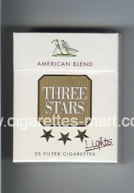 Three Stars (german version) (design 2) (American Blend / Lights / De Luxe) ( hard box cigarettes )